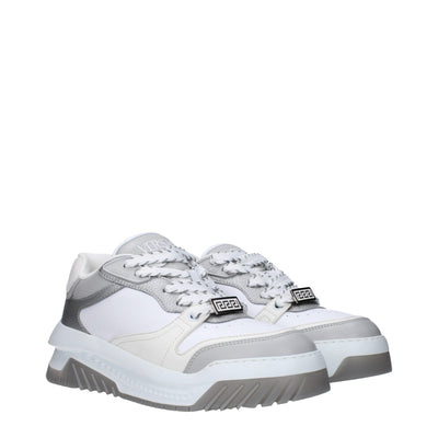 Baskets épaisses en cuir blanc Versace