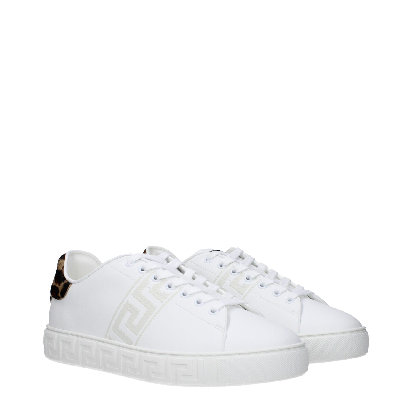 Baskets basses en cuir blanc Versace