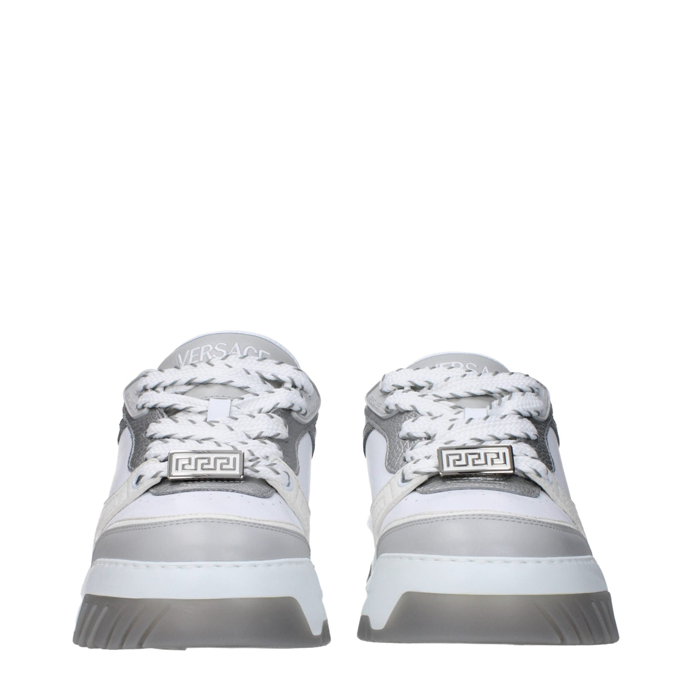 Baskets épaisses en cuir blanc Versace