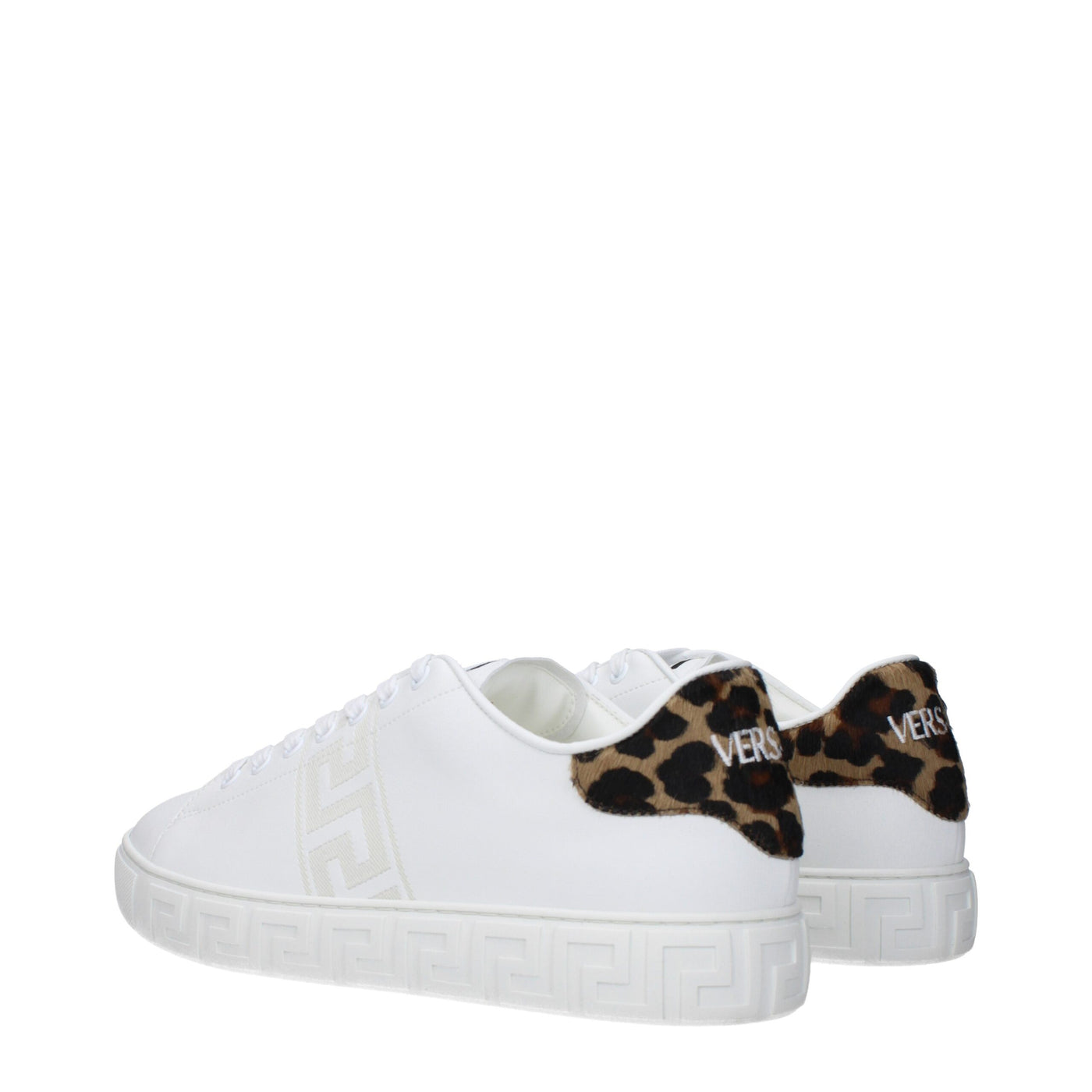Baskets basses en cuir blanc Versace