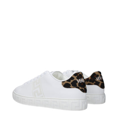 Baskets basses en cuir blanc Versace