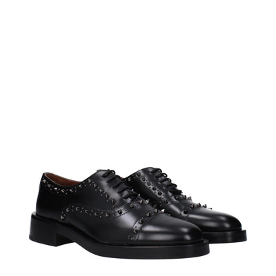 Valentino Garavani Zwarte Leren Oxfords en Derbies