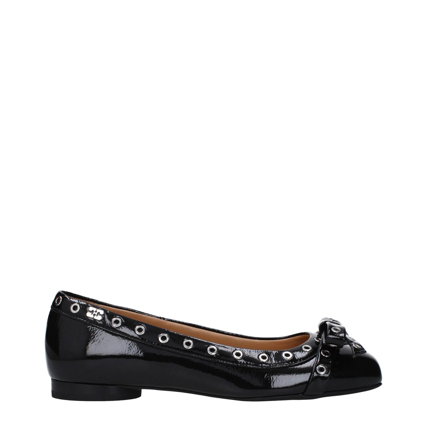 Ballerines en cuir noir Ganni