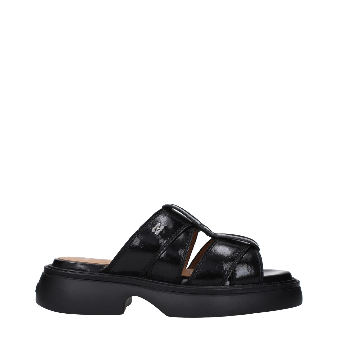 Sandales chaussons en tissu noir Ganni
