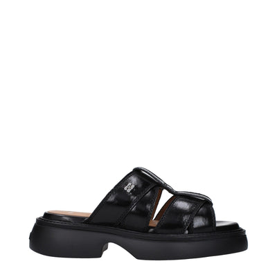 Sandales chaussons en tissu noir Ganni