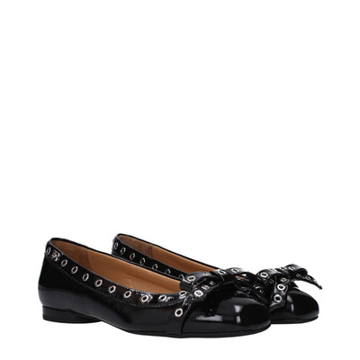 Ballerines en cuir noir Ganni