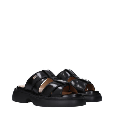 Sandales chaussons en tissu noir Ganni