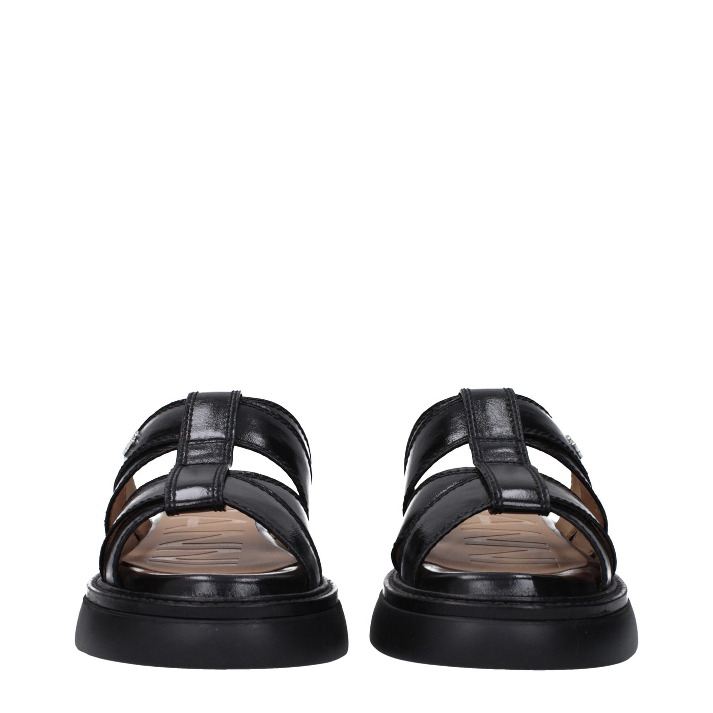 Sandales chaussons en tissu noir Ganni