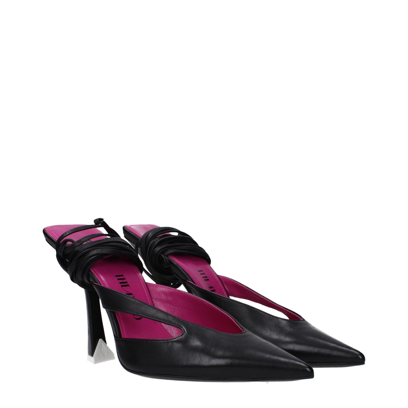 Sandales à talons aiguilles en cuir noir Attico