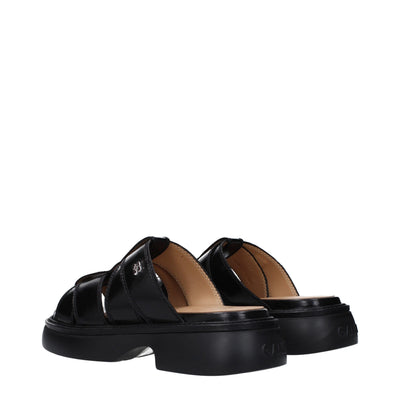 Sandales chaussons en tissu noir Ganni
