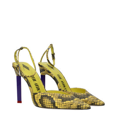 Les escarpins à talons hauts en cuir jaune Attico