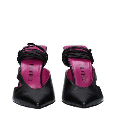Sandales à talons aiguilles en cuir noir Attico