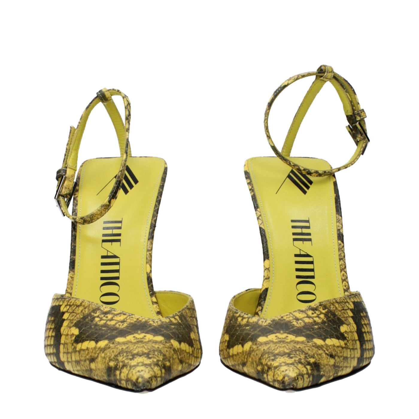 Les escarpins à talons hauts en cuir jaune Attico