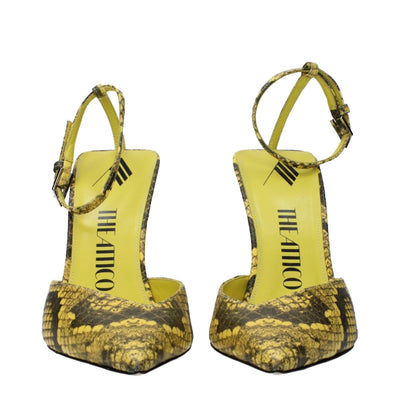 Les escarpins à talons hauts en cuir jaune Attico