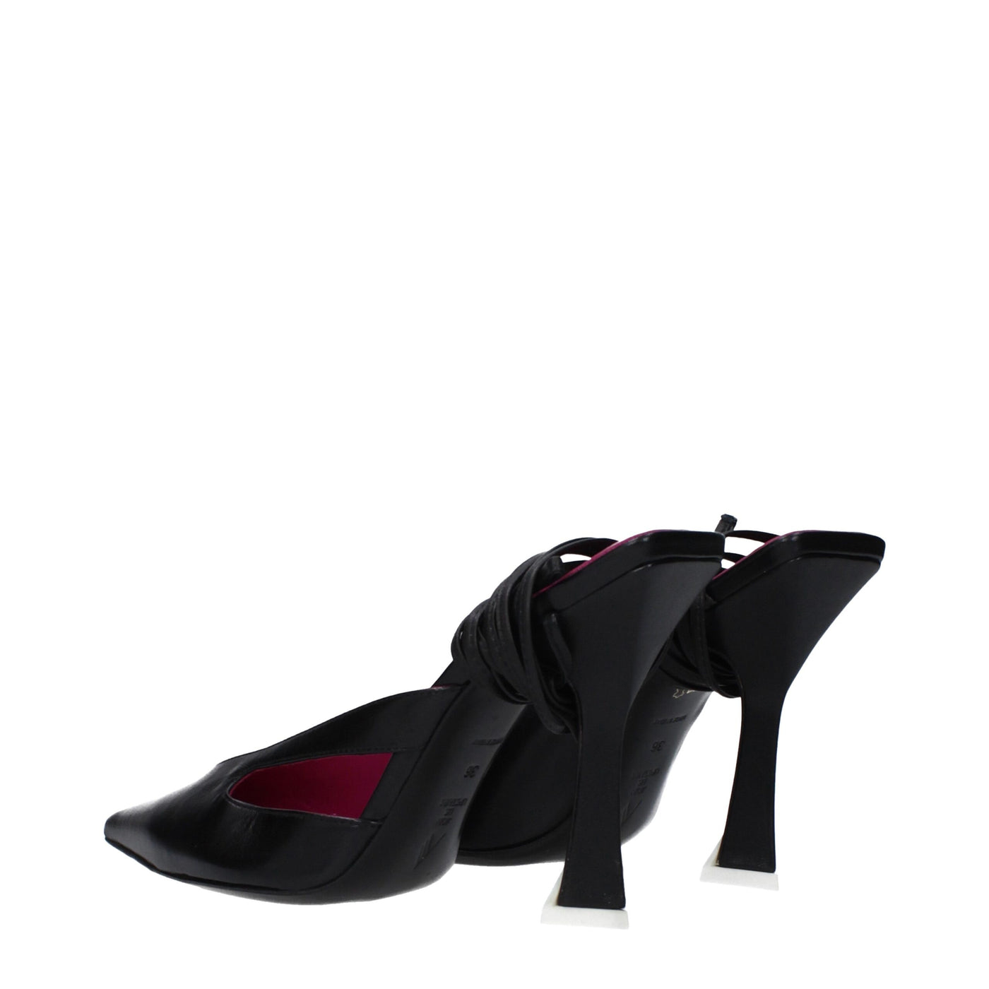 Sandales à talons aiguilles en cuir noir Attico