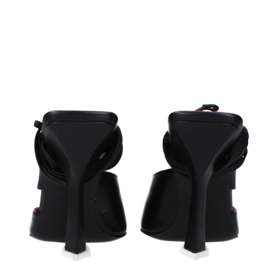 Sandales à talons aiguilles en cuir noir Attico