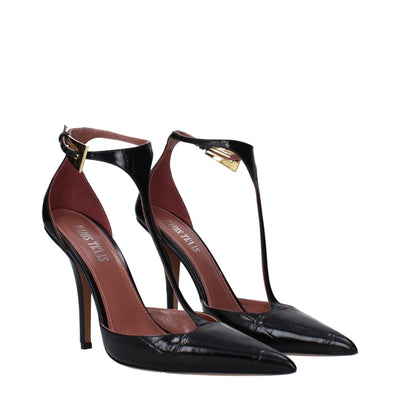 Escarpins à talons hauts en cuir noir Paris Texas