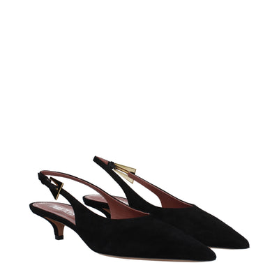 Escarpins à talons mi-hauts en cuir noir Paris Texas