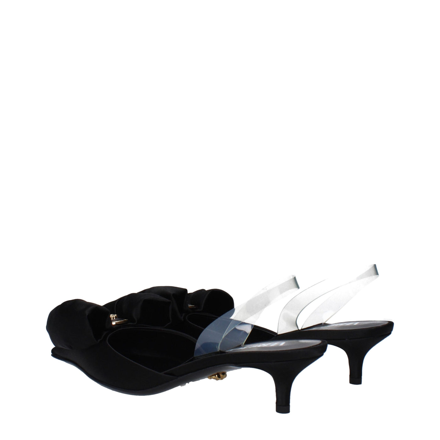 Sandales plates en satin noir Versace