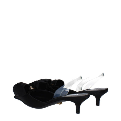 Sandales plates en satin noir Versace