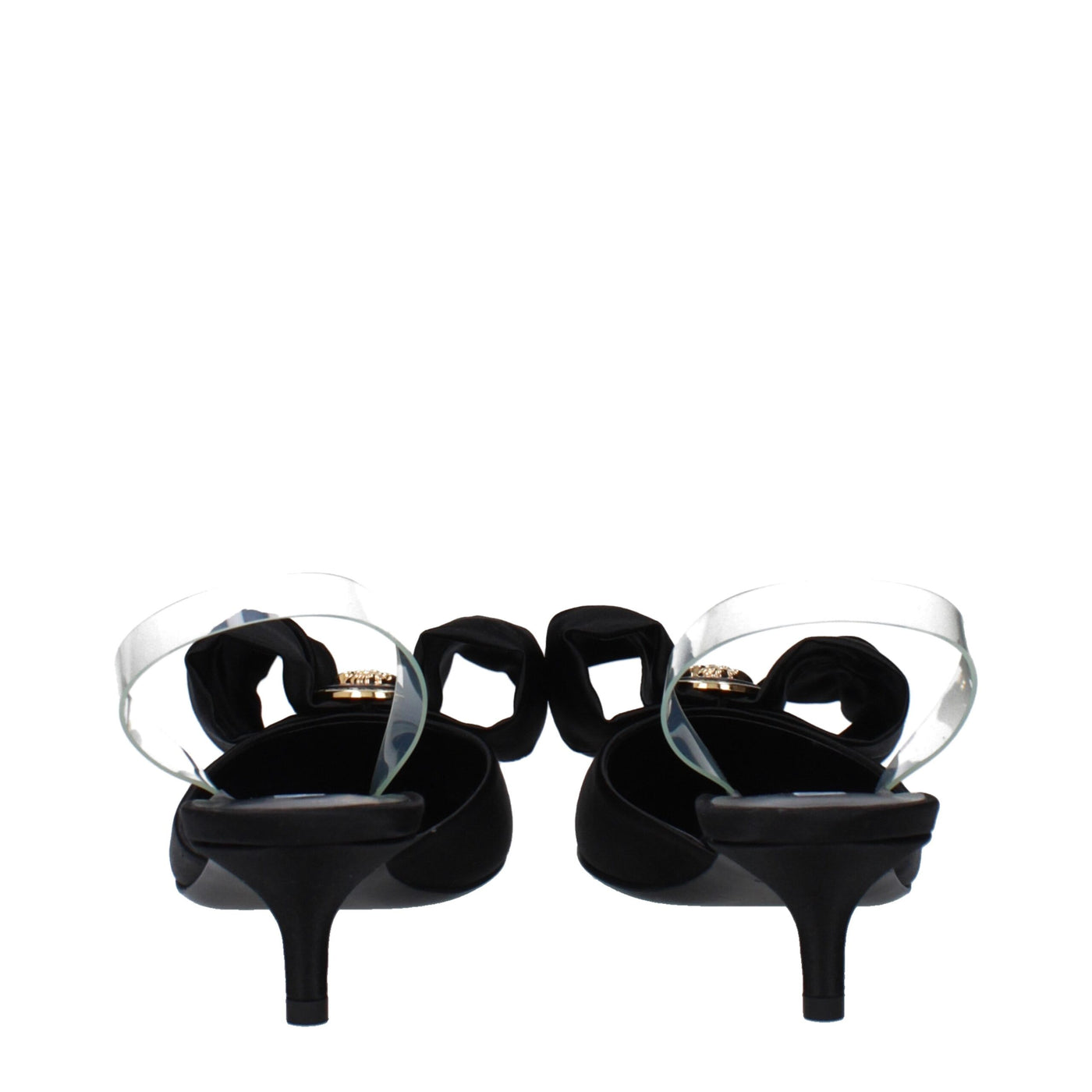 Sandales plates en satin noir Versace