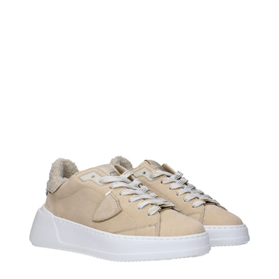 Philippe Model Beige Leren Lage Schoenen
