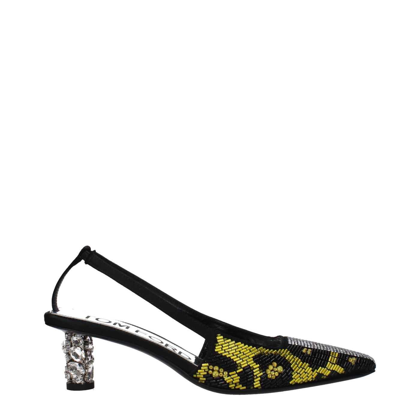 Sandales à talons aiguilles en satin jaune Tom Ford