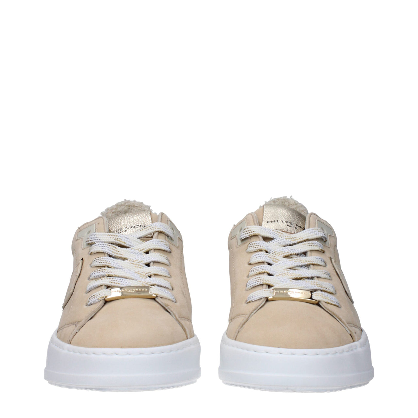 Philippe Model Beige Leren Lage Schoenen