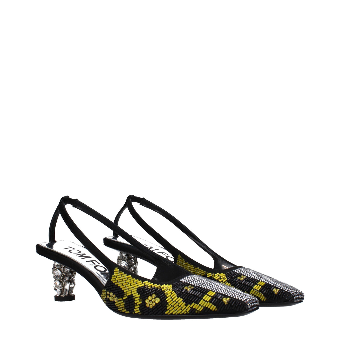 Sandales à talons aiguilles en satin jaune Tom Ford