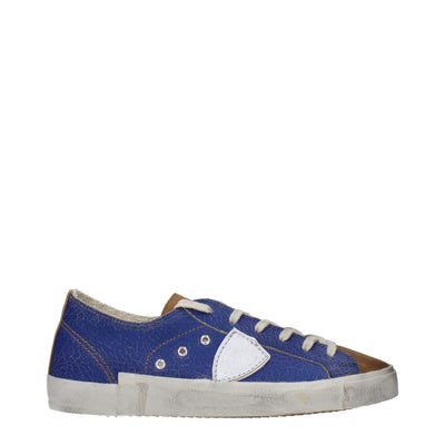 Philippe Model Blauwe Leren Lage Schoenen