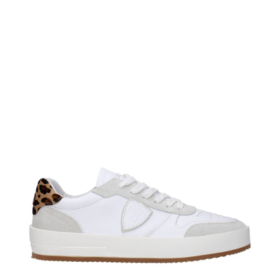 Philippe Model Witte Leren Lage Schoenen
