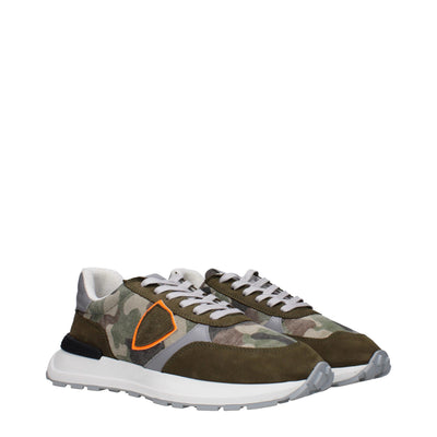 Philippe Model Groene Stoffen Dikke Sneakers