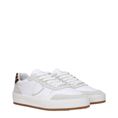 Philippe Model Witte Leren Lage Schoenen
