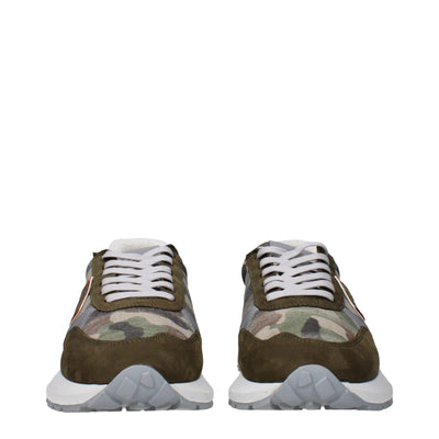 Philippe Model Groene Stoffen Dikke Sneakers
