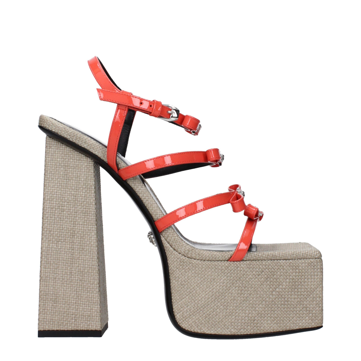 Plateformes en cuir orange Versace