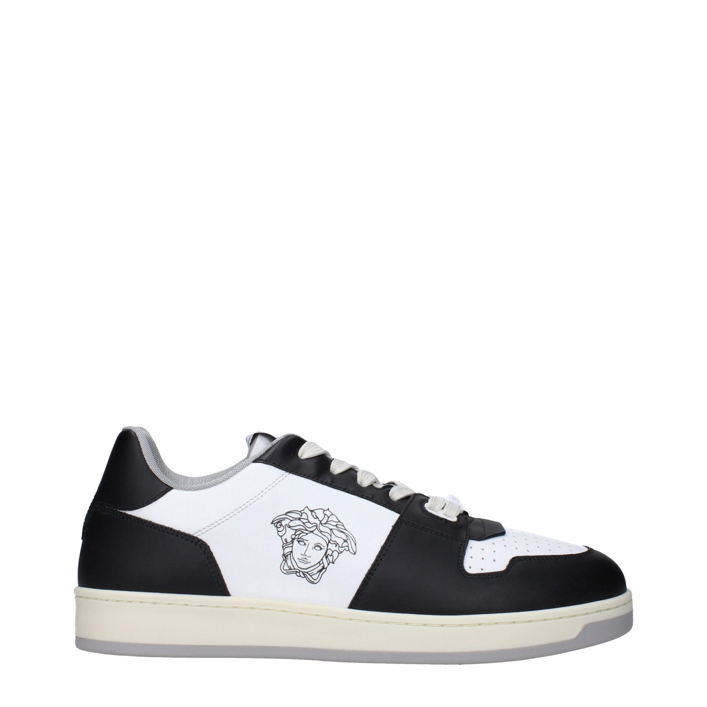 Baskets basses en cuir blanc Versace