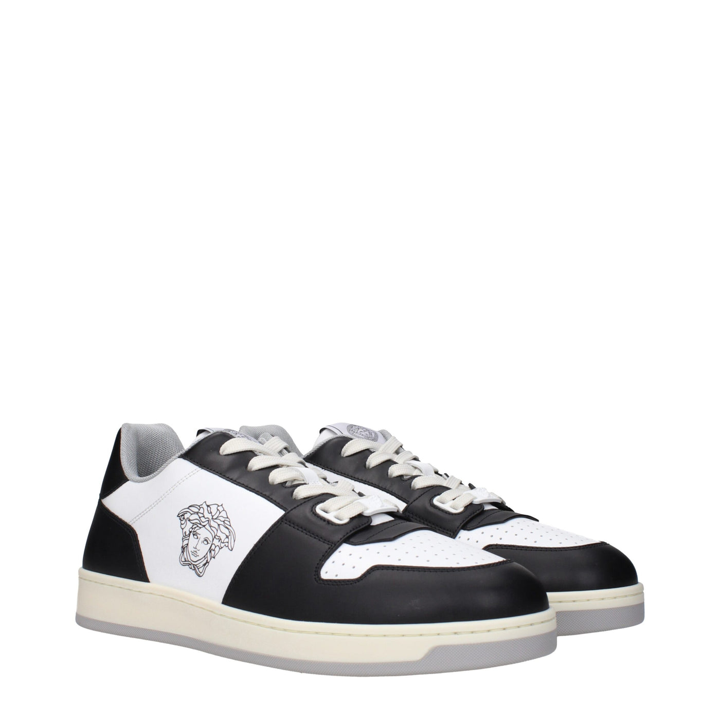 Baskets basses en cuir blanc Versace
