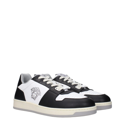 Baskets basses en cuir blanc Versace