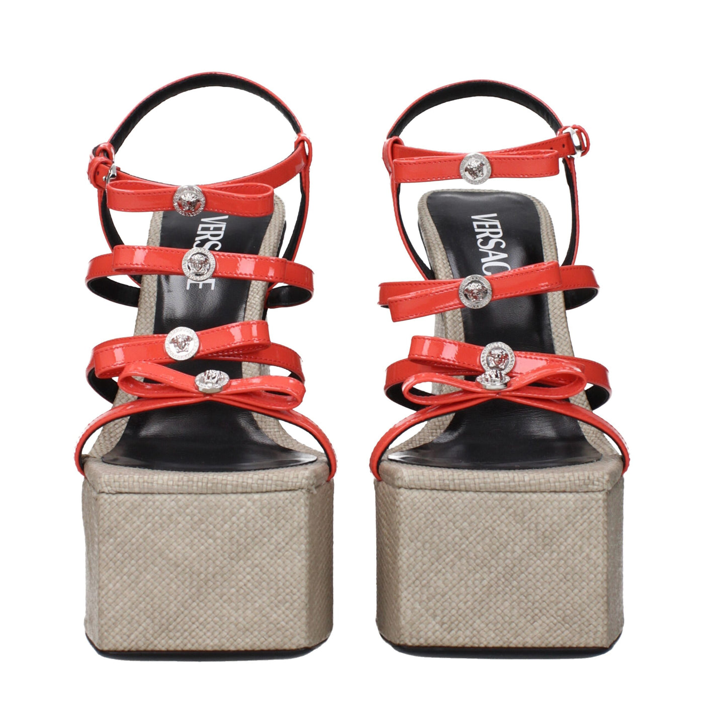 Plateformes en cuir orange Versace