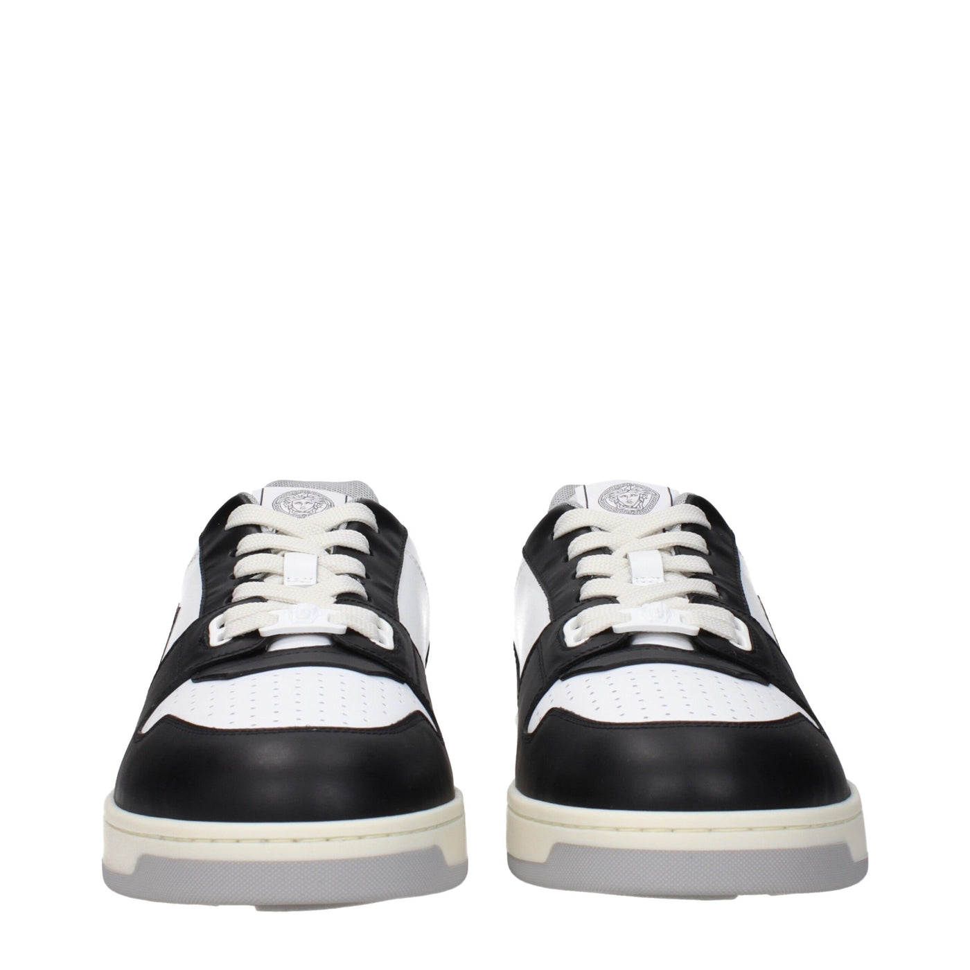 Baskets basses en cuir blanc Versace