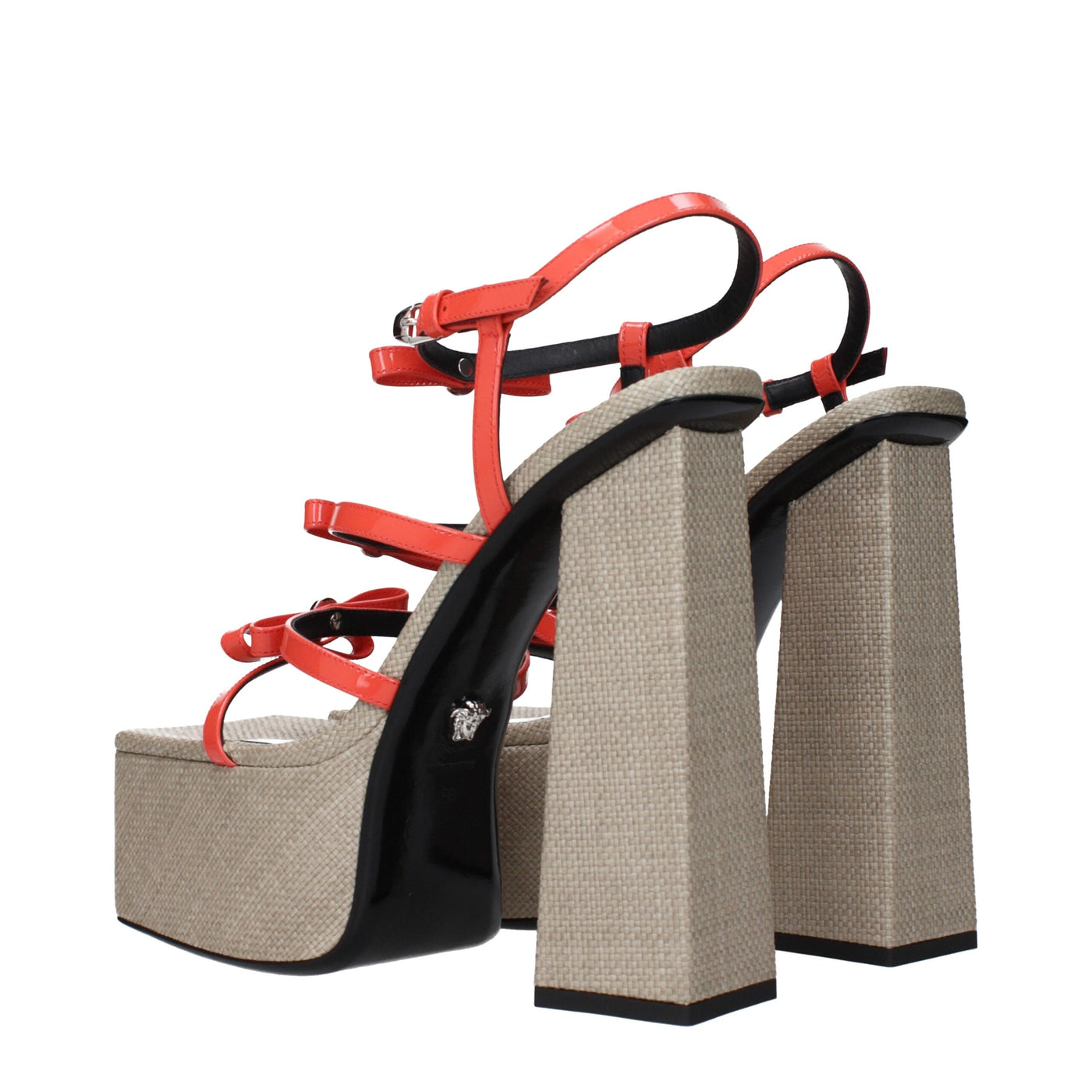 Plateformes en cuir orange Versace