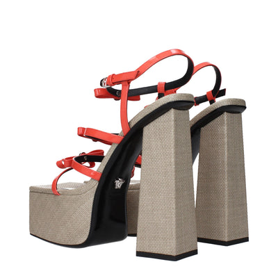 Plateformes en cuir orange Versace