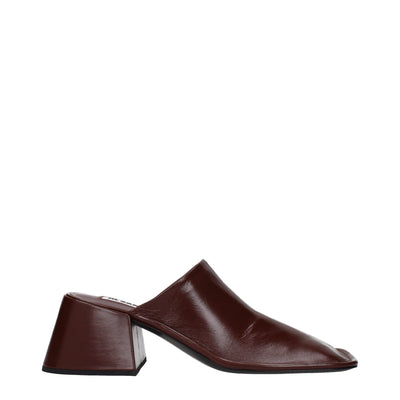 Mules en cuir rouge Jil Sander