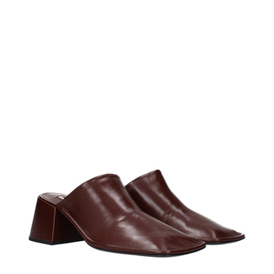 Mules en cuir rouge Jil Sander