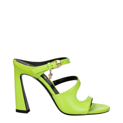 Sandales à talons aiguilles en cuir vert Versace