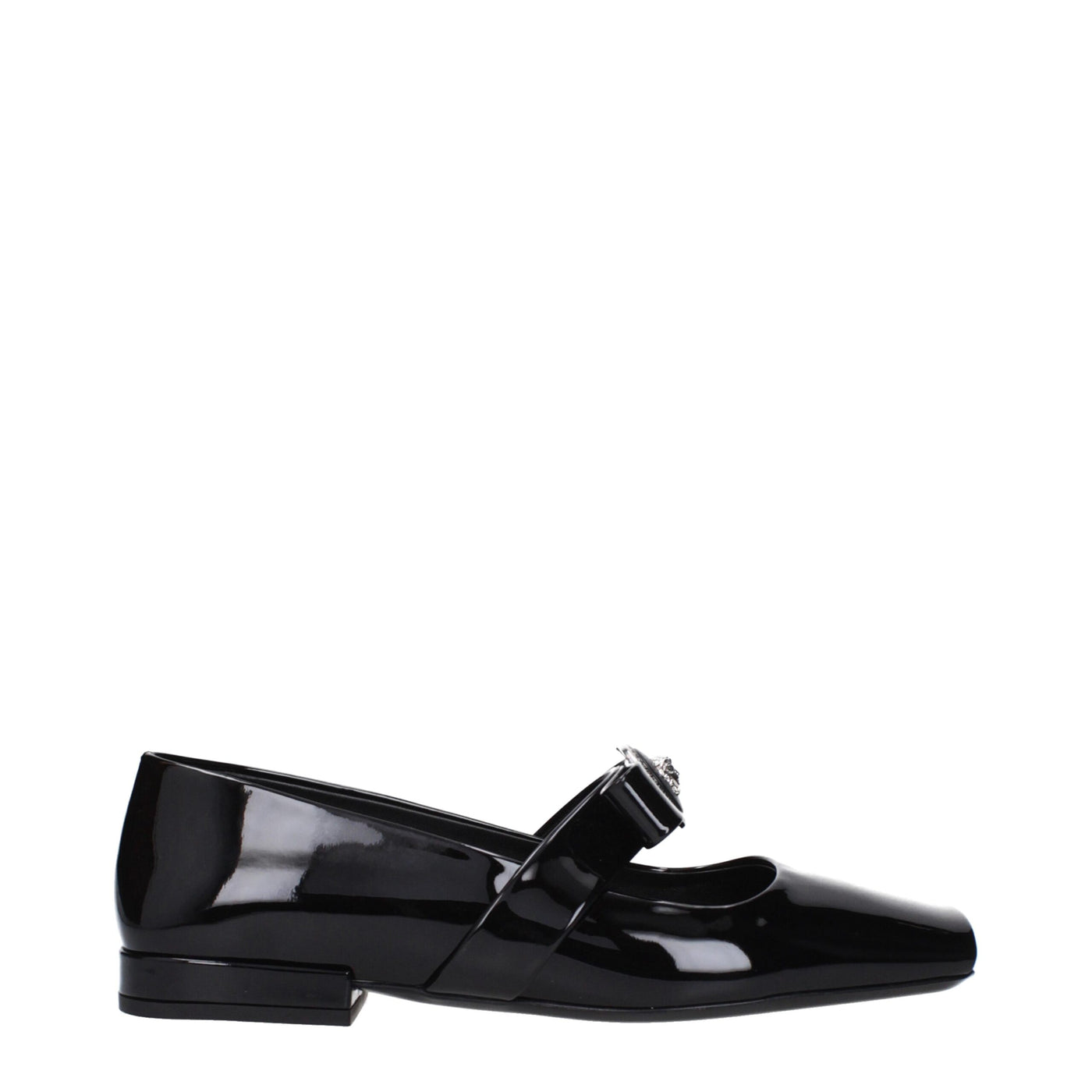 Versace Black Leather Ballet Flats