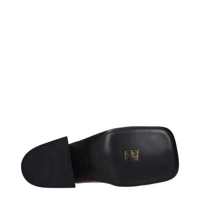 Mules en cuir rouge Jil Sander