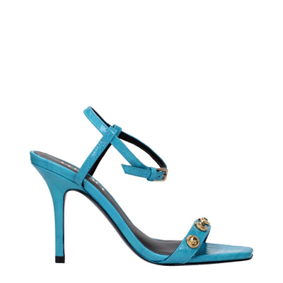 Sandales à talons aiguilles en cuir bleu Versace