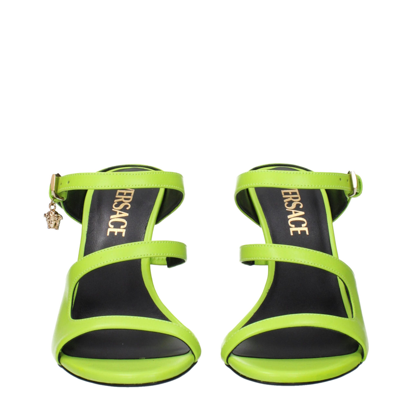 Sandales à talons aiguilles en cuir vert Versace