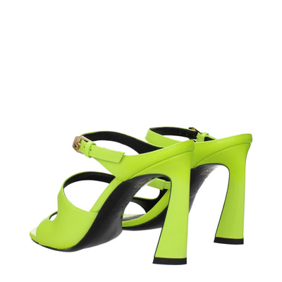 Sandales à talons aiguilles en cuir vert Versace